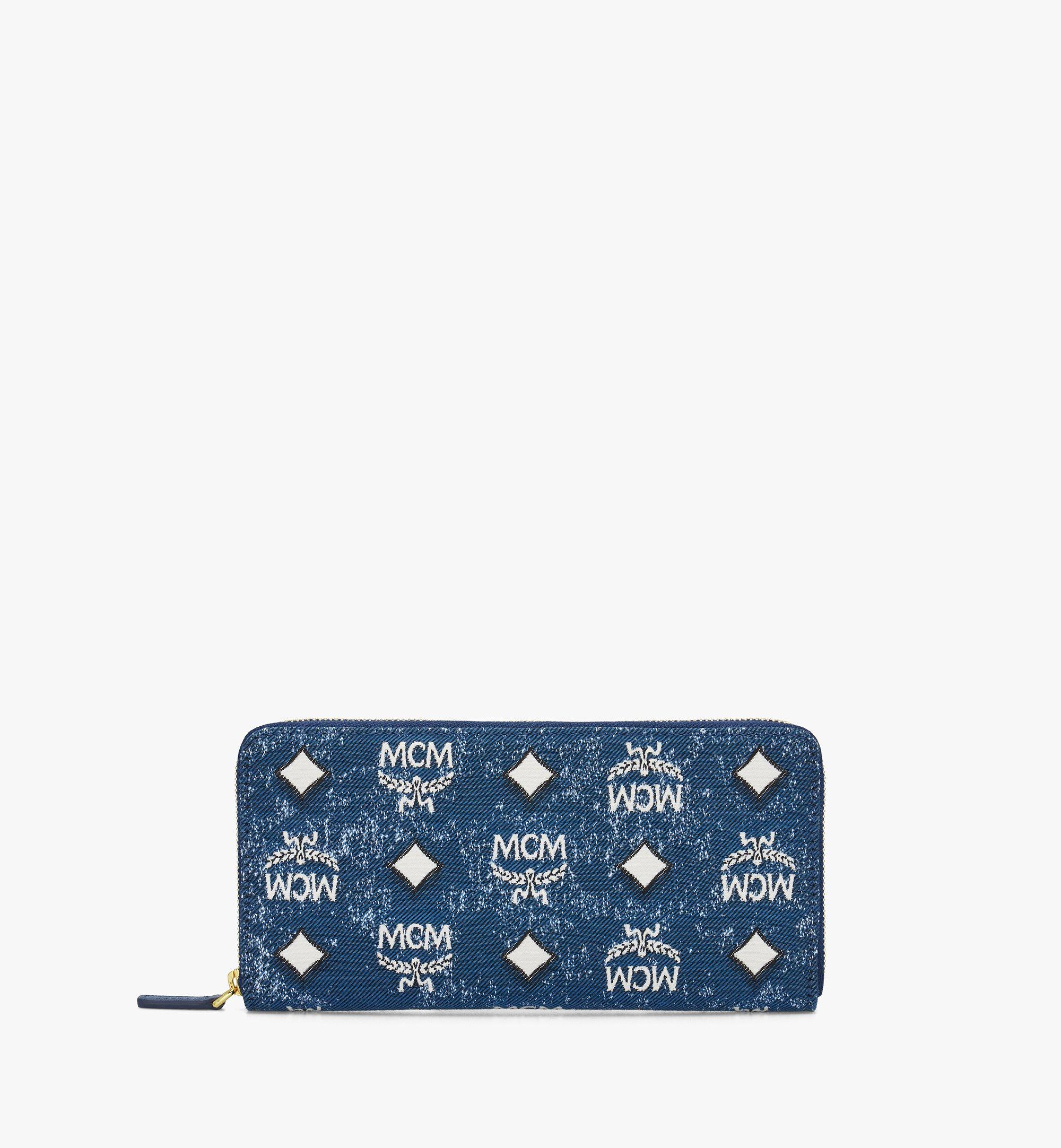 Portefeuille zippé en denim jacquard vintage 1